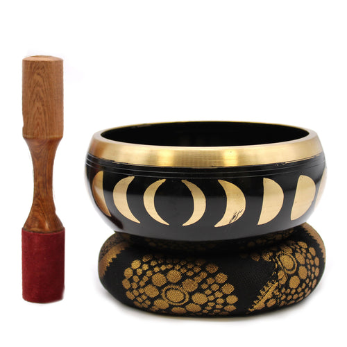 Large Black Moon Phase Singing Bowl Set 14cm