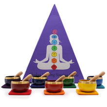 Load image into Gallery viewer, Chakra Pyramid Singing Bowl Gift Set