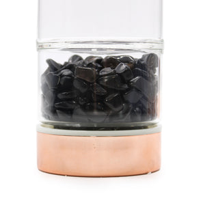 Black Onyx Crystal Glass Tea Infuser Bottle