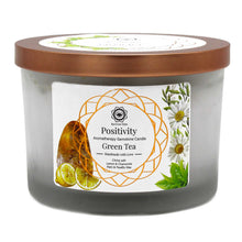 Load image into Gallery viewer, Green Tea and Citrine Crystal Candle for Positivity