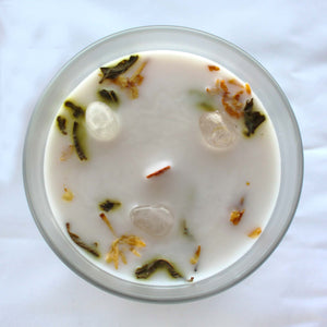 Jasmine and Crystal Quartz Gemstone Candle For Spiritual Balance