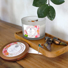 Load image into Gallery viewer, Rose and Rose Quartz Gemstone Candle For Love