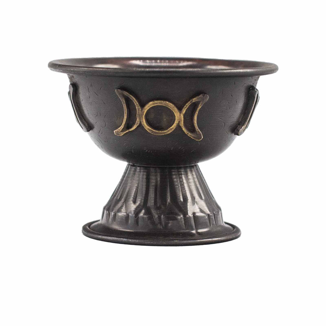 Antique Copper Ritual Chalice Triple Moon