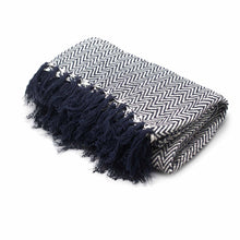 Load image into Gallery viewer, Boho Navy Zigzag Comfort Throw