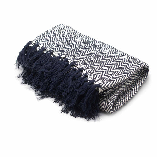 Boho Navy Zigzag Comfort Throw
