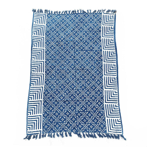 Kasba Tiles Design Handmade Indigo Throw