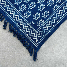 Load image into Gallery viewer, Chhota Flower Design Handmade Indigo Throw