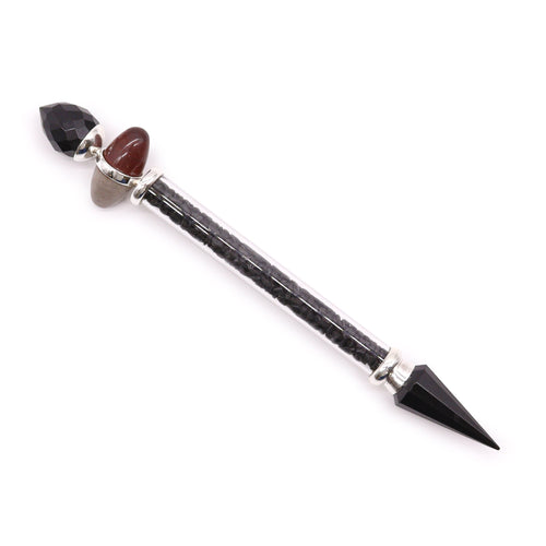 Black Tourmaline & Agate Shiva Lingam Magic Wand - Protection