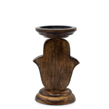 Load image into Gallery viewer, Small Mango Wood Hamsa Candle Stand