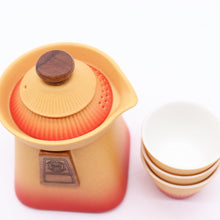 Load image into Gallery viewer, Orange Earth Temple Teapot Set &amp; Three Cups