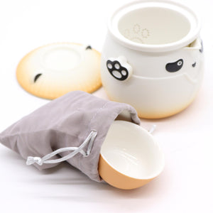 Orange Panda Teapot Set & Three Cups