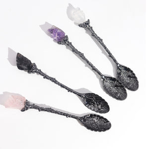 Set of 7 Bronze Crystal Witch Spoons