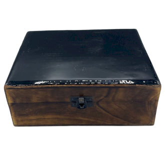 Large Black Ceramic Glazed Wooden Box