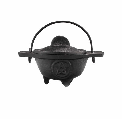 Cast Iron Cauldron With Pentagram 5cm x 9cm