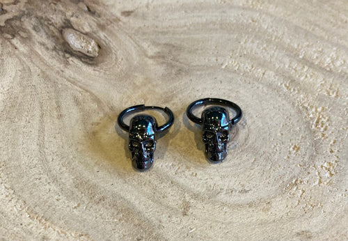 Black Stainless Steel Skull Earrings