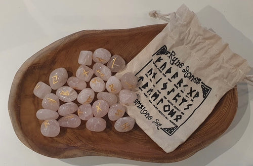 Rose Quartz Indian Crystal Runes Set