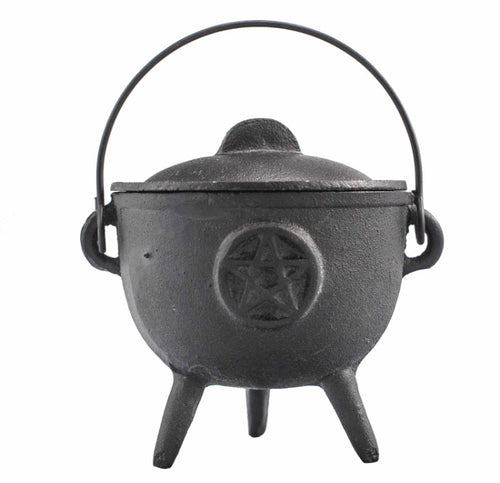 Cast Iron Cauldron With Pentagram 11cm x 13cm