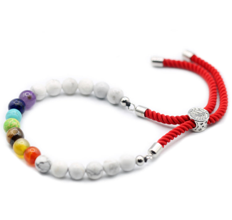 White Howlite Chakra 925 Silver Plated String Bracelet