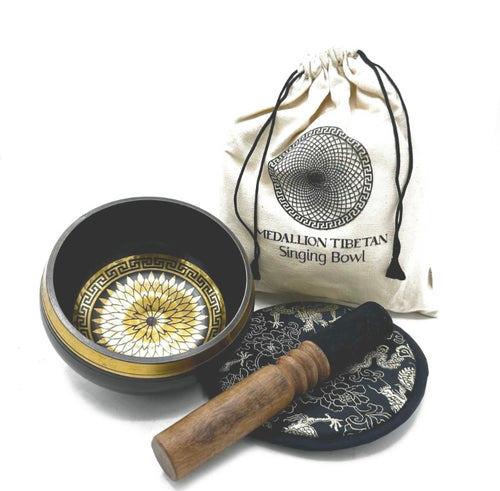 Round Medallions Hand Beaten & Engraved Singing Bowl Gift Set
