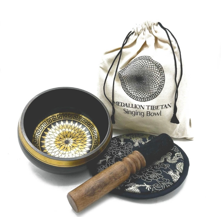 Round Medallions Hand Beaten & Engraved Singing Bowl Gift Set