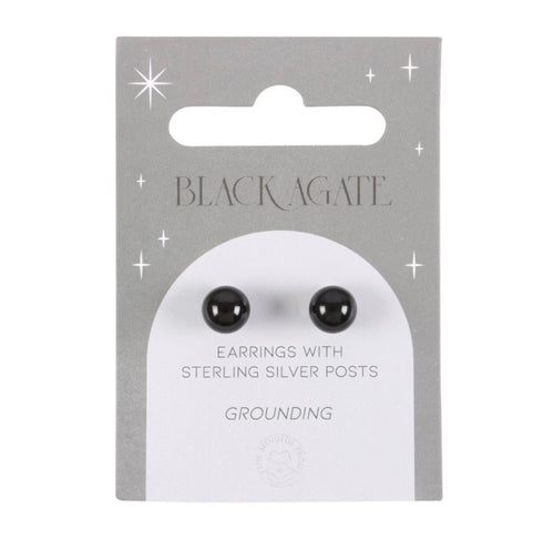Black Agate Crystal Stud Earrings