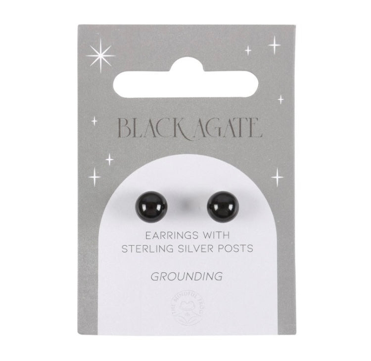 Black Agate Crystal Stud Earrings