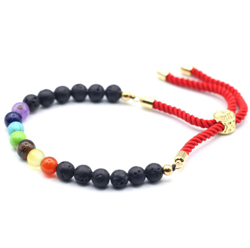 Lava Stone Chaka Silver Plated String Bracelet