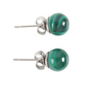 Malachite Crystal Stud Earrings