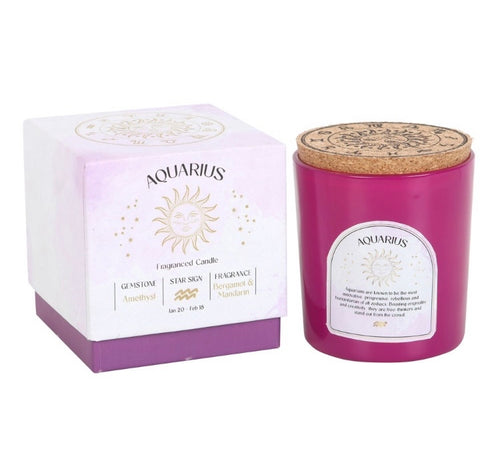 Aquarius Bergamot & Mandarin Crystal Zodiac Candle