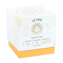 Load image into Gallery viewer, Gemini Lavender &amp; Cedarwood Crystal Zodiac Candle