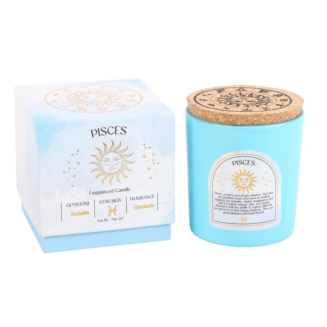 Pisces Gardenia Crystal Zodiac Candle