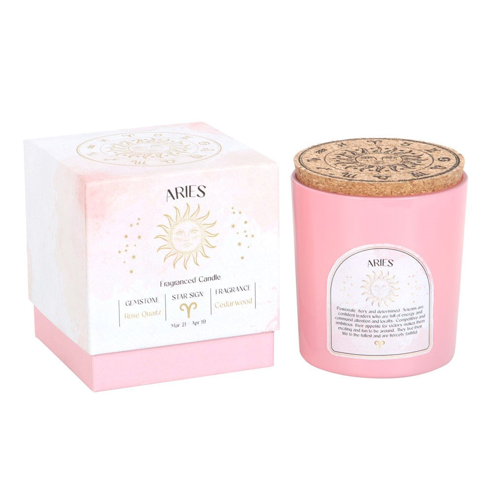 Aries Cedarwood Crystal Zodiac Candle