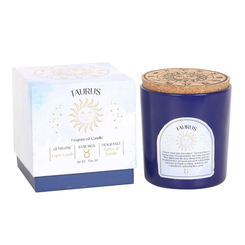 Taurus Amber & Vanilla Crystal Zodiac Candle