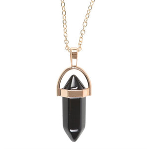 Black Obsidian Crystal Pendant Necklace