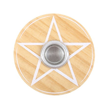 Load image into Gallery viewer, Natural Wooden Pentagram Spell Candle Holder