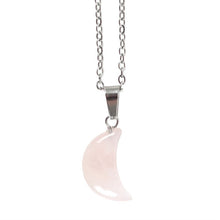 Load image into Gallery viewer, Rose Quartz Moon Necklace on Greeting Card