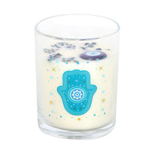 Load image into Gallery viewer, Hand of Hamsa White Rose Candle with Crystals