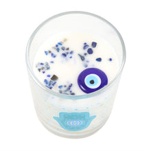 Load image into Gallery viewer, Hand of Hamsa White Rose Candle with Crystals