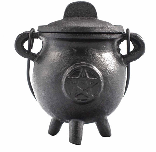 Cast Iron Cauldron With Pentagram 6.5cm x 13cm