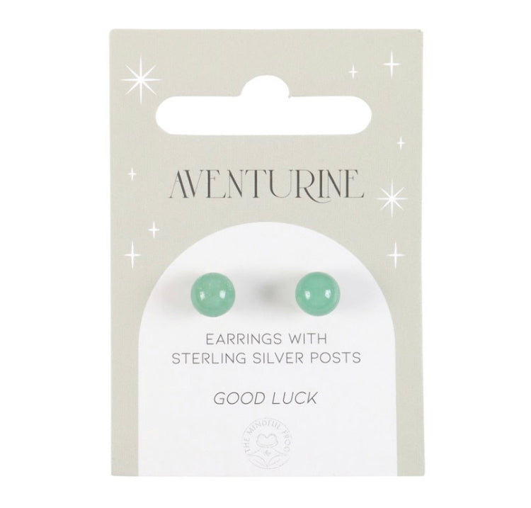 Green Aventurine Crystal Stud Earrings