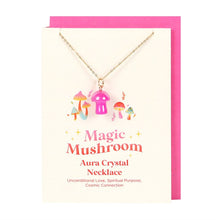 Load image into Gallery viewer, Pink Aura Crystal Mushroom Necklace Greeting Card