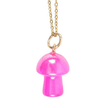 Load image into Gallery viewer, Pink Aura Crystal Mushroom Necklace Greeting Card