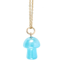Load image into Gallery viewer, Blue Aura Crystal Mushroom Necklace Greeting Card