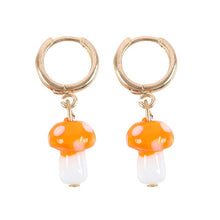 Load image into Gallery viewer, Orange Mushroom Dangle Earrings