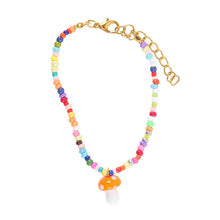 Load image into Gallery viewer, Orange Mushroom Beaded Charm Bracelet