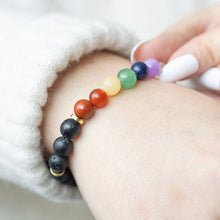 Load image into Gallery viewer, Seven Chakra Mixed Gemstone Essential Oil Bracelet
