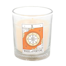 Load image into Gallery viewer, The Wheel of Fortune Vintage Tarot Orange Candle