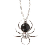 Load image into Gallery viewer, Black Obsidian Spider Pendant Necklace