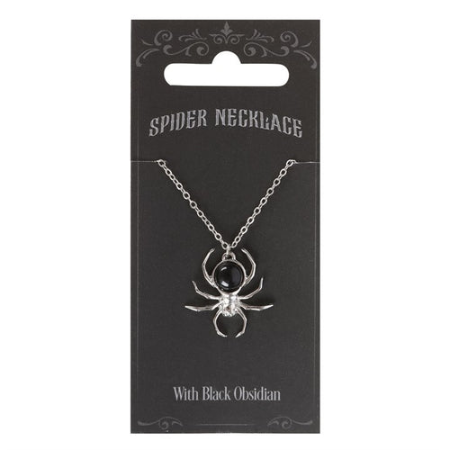 Black Obsidian Spider Pendant Necklace