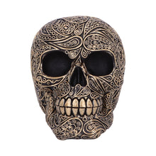 Load image into Gallery viewer, Paisley Black and Gold Skull Head
